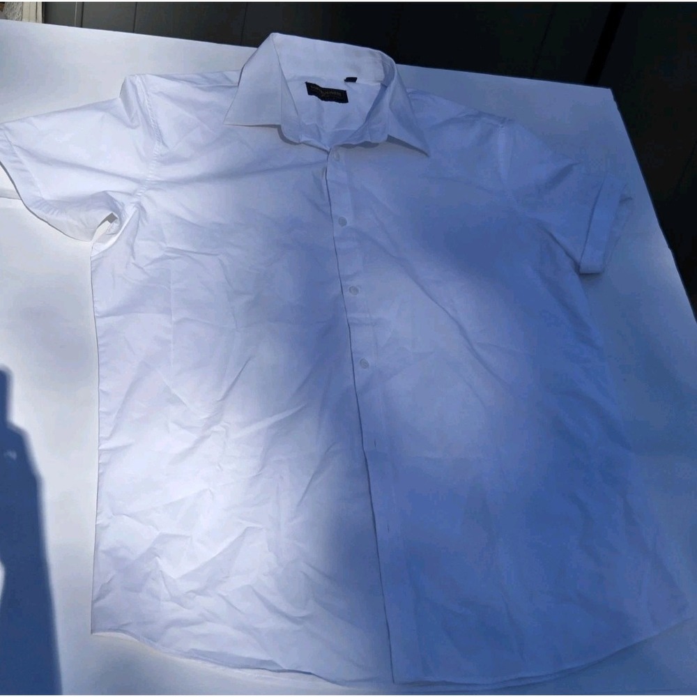 SoftBusiness Tech Shirt Men's XL Tall White Short Sleeve Button Front Dress... - Picture 2 of 5